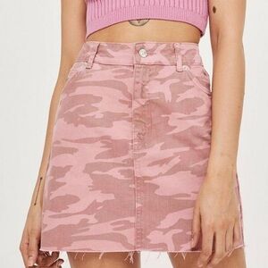 Topshop Pink Camo Denim Mini Skirt size 6